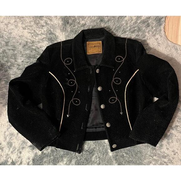 VTG Western Saddle Ridge Jacket Black USA Rodeo Cowgirl M/L - Picture 4 of 5